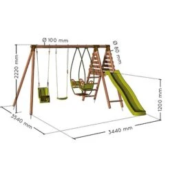Soulet Colza Wooden Swing Set With Slide -Plants Sales Store 004510 VISUEL DIM PRODUIT