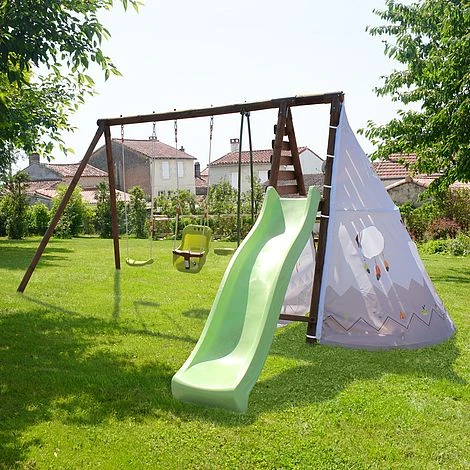 Soulet Camelia Wooden Swing Set With Slide 3 Soulet Camelia Wooden Swing Set With Slide