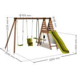 Soulet Camelia Wooden Swing Set With Slide 17 Soulet Camelia Wooden Swing Set With Slide -Plants Sales Store 004636 VISUEL DIM PRODUIT