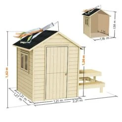 Soulet Tiana Playhouse With Picnic Bench 7 X 4 -Plants Sales Store 004856 VISUEL DIMENSION