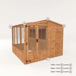 Waltons 8 X 8 Wooden Shiplap Tongue And Groove Greenhouse And Combi Garden Storage Shed -Plants Sales Store 005 0001