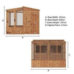 Waltons 8 X 8 Wooden Shiplap Tongue And Groove Greenhouse And Combi Garden Storage Shed -Plants Sales Store 005 00012014