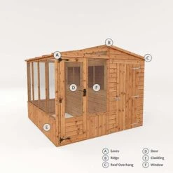 Waltons 8 X 8 Wooden Shiplap Tongue And Groove Greenhouse And Combi Garden Storage Shed -Plants Sales Store 005 0001202