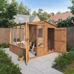 Waltons 8 X 8 Wooden Shiplap Tongue And Groove Greenhouse And Combi Garden Storage Shed