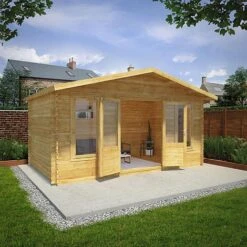 5m X 3m Retreat Log Cabin - 28mm Double Glazed -Plants Sales Store 0634AXNE0503HGDD2MW Mercia Garden 4 MainDO