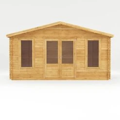 5m X 3m Retreat Log Cabin - 28mm Double Glazed -Plants Sales Store 0634AXNE0503HGDD2MW Studio Front