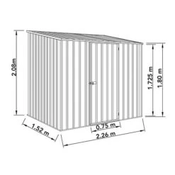 Absco Space Saver 7'5 X 5' Pent Roof Outdoor Metal Garden Storage Shed - 4 Colours Available -Plants Sales Store ESDXL20MET003 Spec Drawing 300dpi