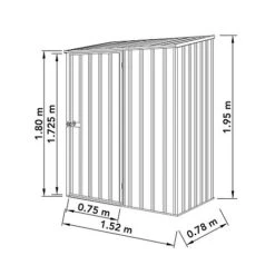 Absco Space Saver 5' X 3' Pent Roof Outdoor Metal Garden Storage Shed - 4 Colours Available -Plants Sales Store ESDXL20MET103 Spec Drawing 300dpi