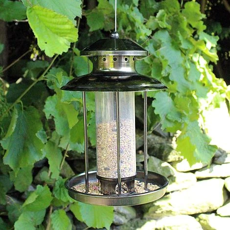 Kingfisher Pewter Effect Lantern Seed Feeder 3 Kingfisher Pewter Effect Lantern Seed Feeder