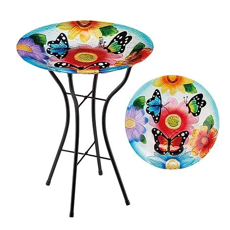 Garden Gear 18-Inch Glass Birdbath With Stand 8 Garden Gear 18-Inch Glass Birdbath With Stand - Image 6