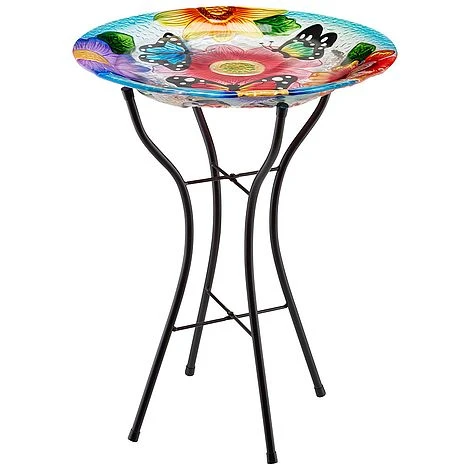 Garden Gear 18-Inch Glass Birdbath With Stand 6 Garden Gear 18-Inch Glass Birdbath With Stand - Image 4