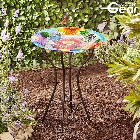 Garden Gear 18-Inch Glass Birdbath With Stand 4 Garden Gear 18-Inch Glass Birdbath With Stand - Image 2