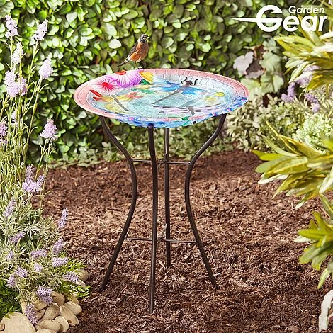 Garden Gear 18-Inch Glass Birdbath With Stand 5 Garden Gear 18-Inch Glass Birdbath With Stand - Image 3