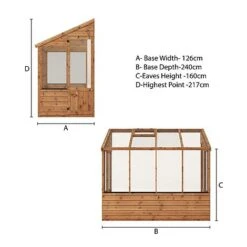 Waltons 8 X 4 Traditional Lean To Wooden Shiplap Tongue And Groove Greenhouse -Plants Sales Store GREENLEAN080420Greenhouse20Spec20Image 01