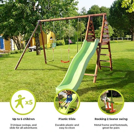 Soulet Violette Wooden Swing Set With Slide 4 Soulet Violette Wooden Swing Set With Slide - Image 2