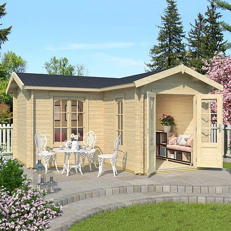 Portland L Shaped Log Cabin 4m X 4m 3 Portland L Shaped Log Cabin 4m X 4m