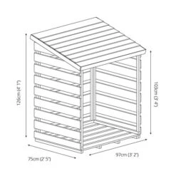 Pressure Treated 3' X 3' Log Store -Plants Sales Store SI 001 001 0106 Single Log Store 0121