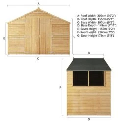 Waltons 5' X 10' Outdoor Wooden Overlap Apex Roof Garden Storage Shed Workshop 25 Waltons 5' X 10' Outdoor Wooden Overlap Apex Roof Garden Storage Shed Workshop -Plants Sales Store SI 001 001 0167 Spec20Drawing