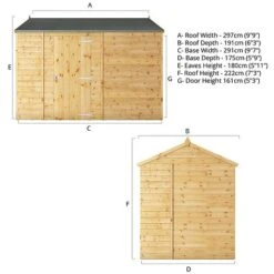 Waltons 10' X 6' Outdoor Repositionable Windowless Garden Shiplap Tongue & Groove Garden Storage Shed -Plants Sales Store SI 001 003 0165 10x620Reverse20Apex20Spec Drawing