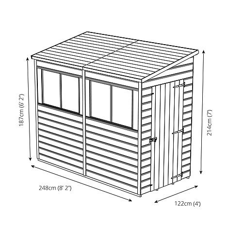 Waltons 8 X 4 Premium Shiplap Tongue And Groove Pent Roof Garden Storage Shed 13 Waltons 8 X 4 Premium Shiplap Tongue And Groove Pent Roof Garden Storage Shed - Image 11
