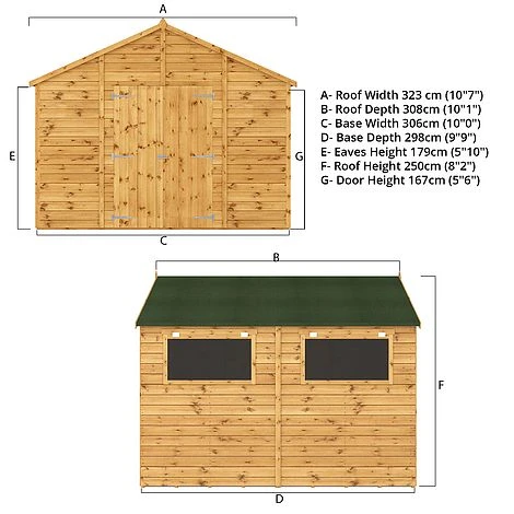 Waltons 10' X 10' Premium Shiplap Apex Roof Garden Workshop Shed 11 Waltons 10' X 10' Premium Shiplap Apex Roof Garden Workshop Shed - Image 9