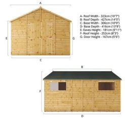 Waltons 14' X 10' Premium Shiplap Apex Roof Garden Workshop Shed -Plants Sales Store SI 001 004 0097 14x10 Apex Variant Spec Render