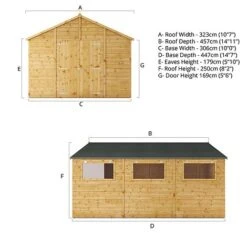 Waltons 15' X 10' Premium Shiplap Apex Workshop -Plants Sales Store SI 001 004 0098 15x10 Spec Drawing 300dpi 01