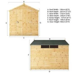 Waltons 8' X 6' Outdoor Shiplap Tongue & Groove Apex Roof Garden Security Storage Shed -Plants Sales Store SI 001 004 0117 Spec Drawing