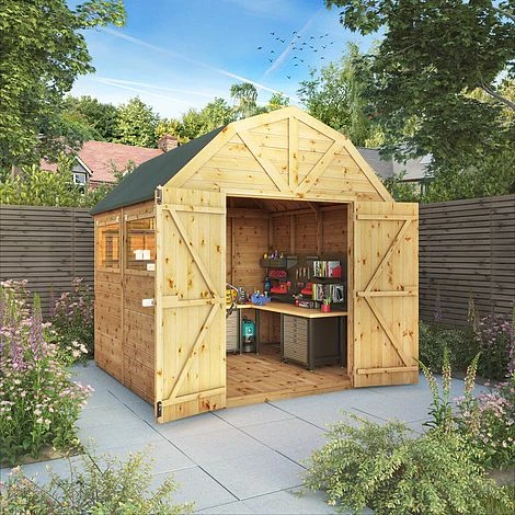 Waltons 8 X 8 Premium Outdoor Shiplap T&G Dutch Barn Garden Storage Workshop Shed 3 Waltons 8 X 8 Premium Outdoor Shiplap T&G Dutch Barn Garden Storage Workshop Shed