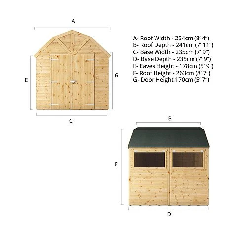 Waltons 8 X 8 Premium Outdoor Shiplap T&G Dutch Barn Garden Storage Workshop Shed 14 Waltons 8 X 8 Premium Outdoor Shiplap T&G Dutch Barn Garden Storage Workshop Shed - Image 12