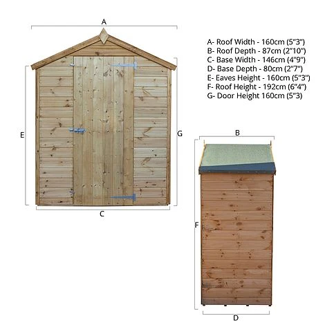 Waltons 3' X 5' Outdoor Windowless Shiplap Tongue & Groove Apex Roof Garden Storage Shed 8 Waltons 3' X 5' Outdoor Windowless Shiplap Tongue & Groove Apex Roof Garden Storage Shed - Image 6