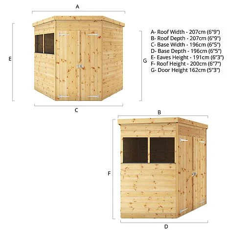 Waltons 7' X 7' Outdoor Shiplap Tongue & Groove Flat Roof Garden Corner Storage Shed 11 Waltons 7' X 7' Outdoor Shiplap Tongue & Groove Flat Roof Garden Corner Storage Shed - Image 9