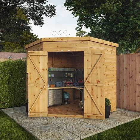 Waltons 7' X 7' Outdoor Shiplap Tongue & Groove Flat Roof Garden Corner Storage Shed 4 Waltons 7' X 7' Outdoor Shiplap Tongue & Groove Flat Roof Garden Corner Storage Shed - Image 2