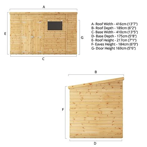 Waltons 14' X 6' Premium Shiplap Pent Roof Garden Shed 9 Waltons 14' X 6' Premium Shiplap Pent Roof Garden Shed - Image 7