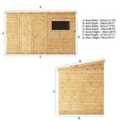 Waltons 12' X 8' Premium Shiplap Pent Roof Garden Shed 21 Waltons 12' X 8' Premium Shiplap Pent Roof Garden Shed -Plants Sales Store SI 001 004 0132 Spec Drawing 01