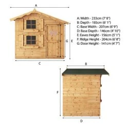 Waltons 7 X 5 Honeypot Snowdrop Apex Wooden Garden Playhouse With Loft 22 Waltons 7 X 5 Honeypot Snowdrop Apex Wooden Garden Playhouse With Loft -Plants Sales Store SI 002 001 0015 Double Story Snowdrop Playhouse Spec Drawing Spec20Drawing