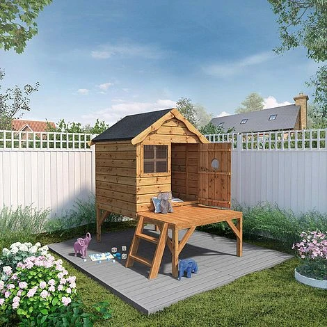 Waltons 4 X 4 Wooden Snug Garden Shed Playhouse With Tower 4 Waltons 4 X 4 Wooden Snug Garden Shed Playhouse With Tower - Image 2
