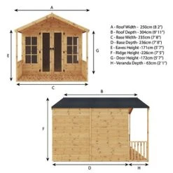 Waltons 10' X 8' Apex Summerhouse With Veranda 15 Waltons 10' X 8' Apex Summerhouse With Veranda -Plants Sales Store SI 003 001 0006 10x8 Wessex Summerhouse Spec Drawing 300dpi 02