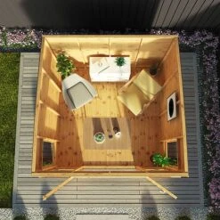 Waltons 8 X 8 Wooden Garden Shiplap Tongue And Groove Helios Summerhouse Garden Room -Plants Sales Store SI 003 001 0008 8x8 Helios Summerhouse WG1b Aerial