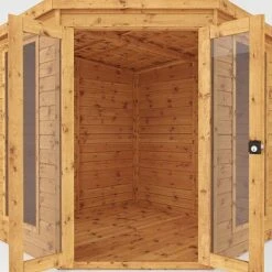 Waltons 7 X 7 Wooden Outdoor Shiplap Tongue And Groove Premier Corner Garden Summerhouse -Plants Sales Store SI 003 001 00137 7x7 Premium Corner Summerhouse Studio Detail001
