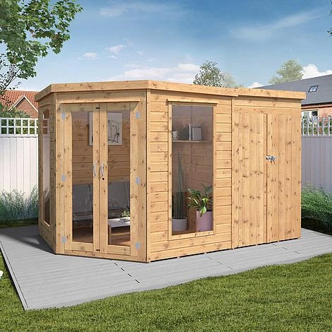Waltons 11' X 7' Corner Summerhouse With Side Shed 3 Waltons 11' X 7' Corner Summerhouse With Side Shed