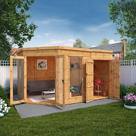 Waltons 12' X 8' Corner Summerhouse With Side Shed 4 Waltons 12' X 8' Corner Summerhouse With Side Shed - Image 2