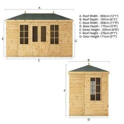 Waltons 12' X 6' Hip Roof Summerhouse -Plants Sales Store SI 003 001 0083 12x620Clover Summerhouse Spec 20Drawing