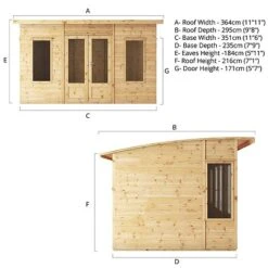 Waltons 12 X 8 Premium Shiplap Tongue And Groove Helios Curved Roof Wooden Garden Summerhouse -Plants Sales Store SI 003 001 0089 12x8 Helios Summerhouse Spec