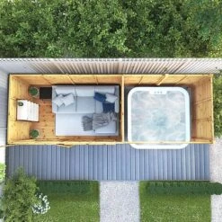 Waltons 18 X 6 Maine Pent Wooden Garden Summerhouse With Patio Area Shiplap Tongue And Groove 16 Waltons 18 X 6 Maine Pent Wooden Garden Summerhouse With Patio Area Shiplap Tongue And Groove -Plants Sales Store SI 003 001 0091 Summerhouse DT Shiplap Pent 18x6 Patio Area M1 Aerial