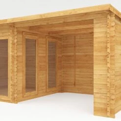 Waltons 6m X 3m Studio Pent With Outdoor Area - 28mm - Double Glazed -Plants Sales Store SI 006 002 0061 Log Cabin with Patio Area Studio Detail001
