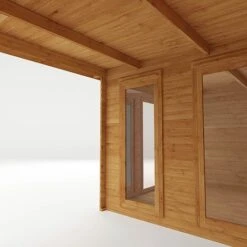 Waltons 6m X 3m Studio Pent With Outdoor Area - 28mm - Double Glazed -Plants Sales Store SI 006 002 0061 Log Cabin with Patio Area Studio Detail004