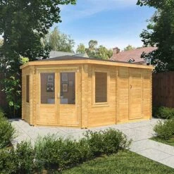 5m X 3m Corner Lodge Plus - 28mm Double Glazed (Side Shed)