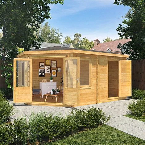 5m X 3m Corner Lodge Plus - 28mm Double Glazed (Side Shed) 4 5m X 3m Corner Lodge Plus - 28mm Double Glazed (Side Shed) - Image 2