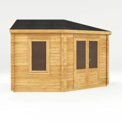 4m X 4m Corner Cabin - 28mm Double Glazed 16 4m X 4m Corner Cabin - 28mm Double Glazed -Plants Sales Store SI 006 004 0084 4mx4m The Holly Corner Log Cabin 44mm Studio Left